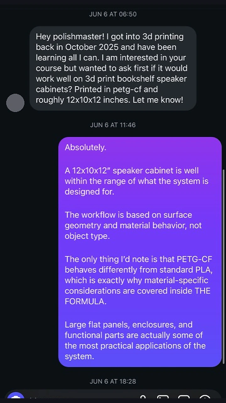 Inbox question about finishing PETG-CF speaker cabinets