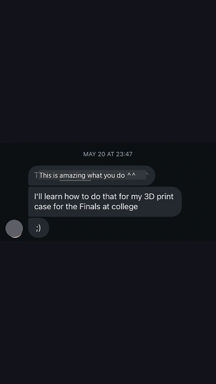 Inbox praise about removing layer lines for a college project