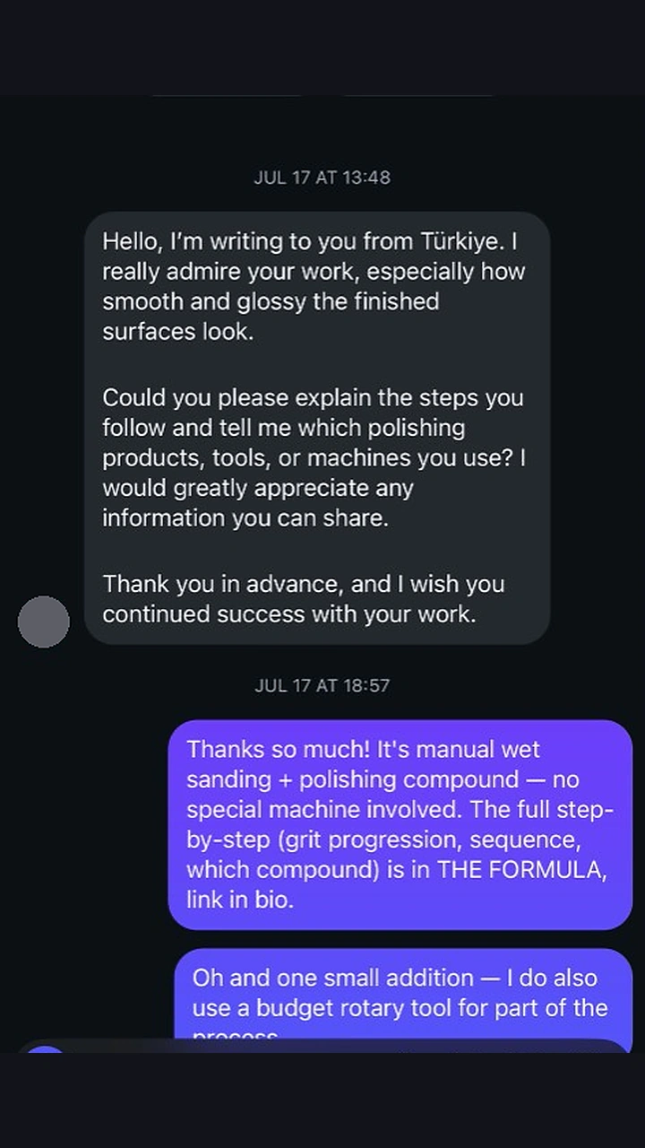 Inbox question about glossy finishes and polishing process